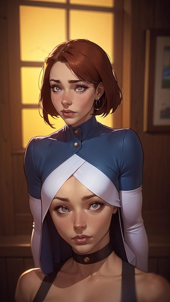 검은색 재킷과 빨간색 목걸이를 한 여성이 있습니다., 실생활의 애니메이션 소녀, Alena Aenami와 Artgerm, 소피 머드의 초상, 멋진 애니메이션 얼굴 초상화, Alena Aenami와 Lilia Alvarado, 아에나미 알레나, 에바 벤츄어, 아나스타샤 오브친니코바, 초현실주의 애니메이션, 8k로 촬영한 부드러운 인물 사진, 사실적인 코스프레