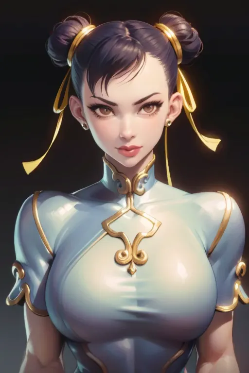 chun-li, from street fighter,(large breasts:1.5),dynamic poses, completely open her chest,big breasts,super perfect body curve, ...