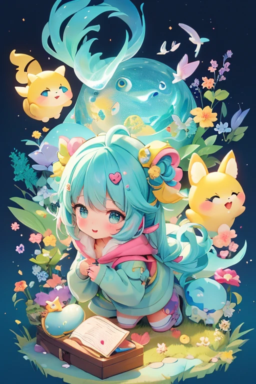 best quality，Super detailed，Realistic，（Pixel art，Concept Art：1.2），mood，Unbridled imagination，quirky style，Cartoon creatures，Crazy combination，chaotic scene，，creativity，Art，mixed species inspiration，Pokemon style，Love to play、whimsical、Colorful、Playful、imagination、Mysterious atmosphere、Cute characters、unique design、fictional animals、eye-catching、Attention to detail、Colorful、expressiveness、Entertainment、Unconventional、Stimulate、various kinds，animal diversity，harmonious relationship，peaceful coexistence，animal world，Art performance，Beautifully illustrated creatures，Amazing fusion，hybrid animals，Unusual biological pairings，Pokemon Art Style，Digimon Key Art，Shansen JianArt，Maki Haku，BitmapArt，releaseimagination，charming depiction，Case，Interesting visual storytelling，Rich creativity，Wonderful composition，Natural Art Inspiration，Fascinating Art Works，Rich narrative，Whimsical story，Playful interpretation，Rich imagination settings，Unique artistic expression，Lively and dynamic，images full of energy，stunning details，Carefully crafted artwork