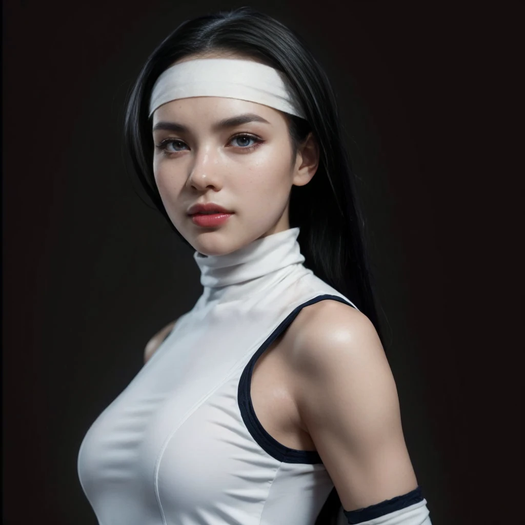 "KITANA", beautiful eyes, (best quality, ultra-detailed), (realistic:1.37), beautiful and detailed face, ultra-realistic texture, delicate face, delicate body, red lipstick, bright colors. High definition, 8K.