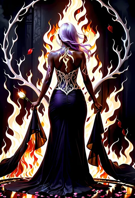 arafed, dark fantasy art, fantasy art, goth art, a picture of a tattoo on the back of a female elf, a glowing tattoo of a ((whit...