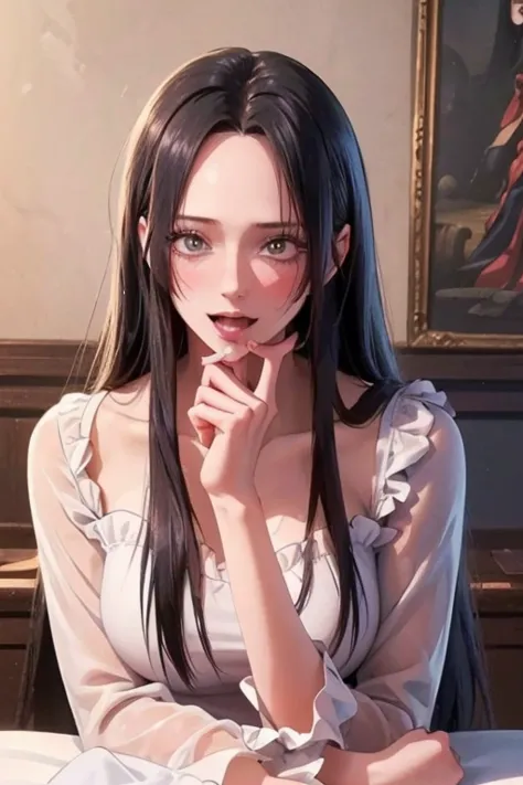 best quality, masterpiece, highly detailed,1girl, Boa Hancock, , (masterpiece:1.5), Detailed Photo, Smiling, Sexy, (8K, Best Qua...