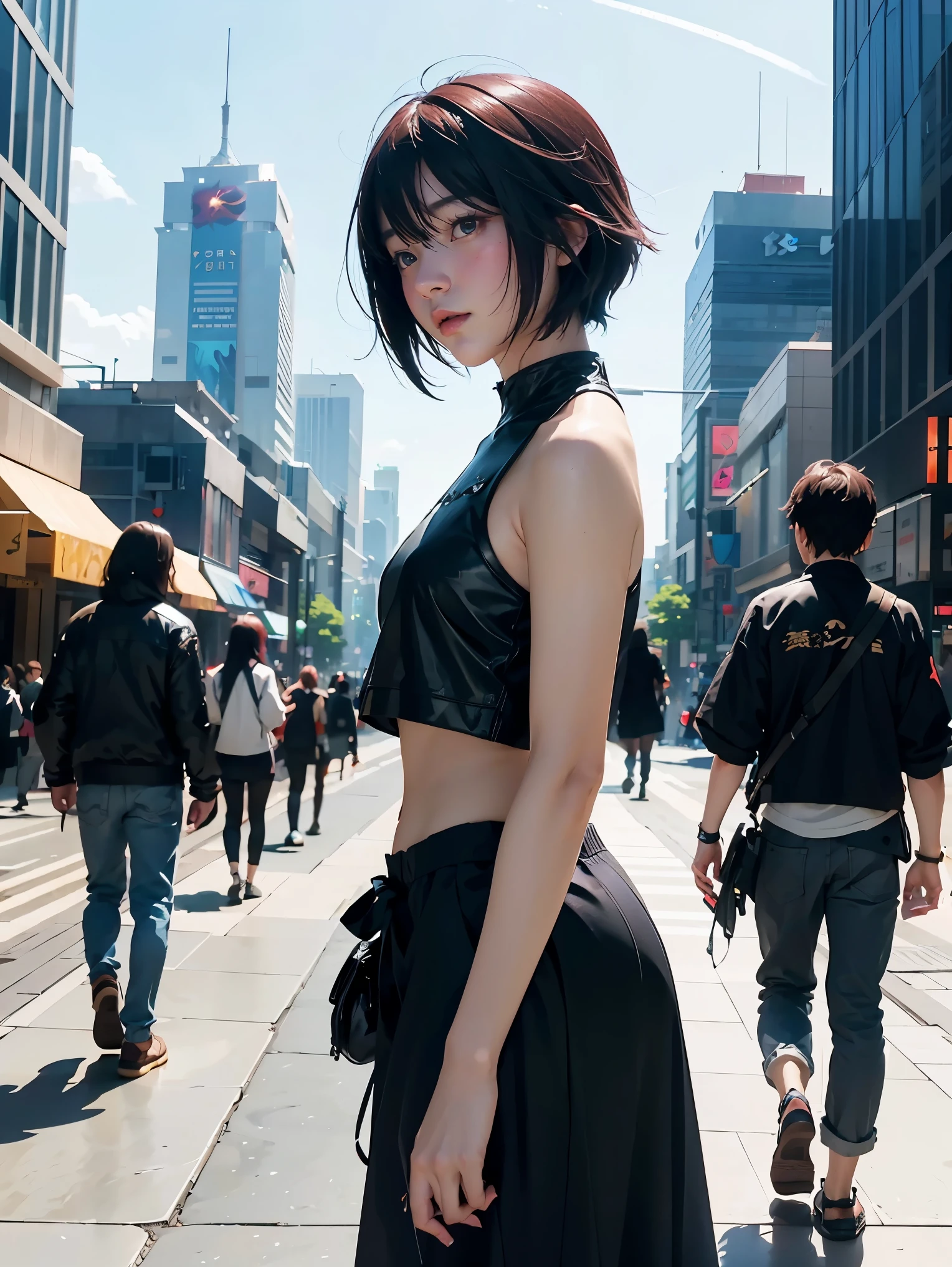 Parejas de anime pasean por una ciudad de ciencia ficción llena de festejos y libertinaje. Una chica hasta la cintura con cabello blanco y pupilas doradas guía a un hombre de cabello medio.. Detrás de ellos emergen sombras de dragones y fénix.. Perspectiva de primer plano. Arte conceptual Makoto Shinkai, ganador de pixiv, romanticismo, Makoto Shinkai Cyril Rolando, amor concepto de arte, trance rosa. paisaje de fondo, Ross Tran y Makoto Shinkai, Ross Tran e Iliá Kuvshinov, loish y ross tran.  