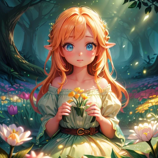 키 큰 튤립 꽃으로 둘러싸인 작은 소녀의 밝고 화려한 초상화, (최고의 품질,4K,8K,고등어,걸작:1.2),매우 상세한,(현실적인,photo현실적인,photo-현실적인:1.37),아름다운 디테일한 눈,아름답고 섬세한 입술,매우 상세한 눈과 얼굴,긴 속눈썹,활기 넘치는 꽃밭의 소녀,활짝 핀 꽃,생생한 색상,자연 채광,따뜻한 색상 팔레트,시네마틱 조명,마술적 사실주의,복잡한 세부 사항,이상한,꿈같은,미묘한