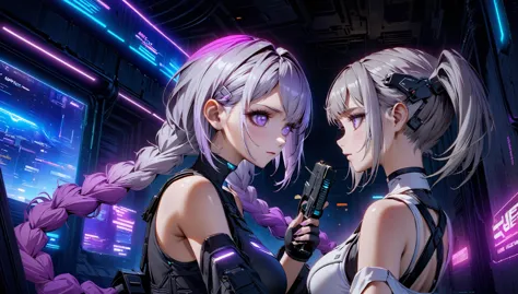 (((Official Art, Unity 8k wallpaper, super detailed, beautiful, beautiful, masterpiece, best quality))), 2 girls, look at each o...