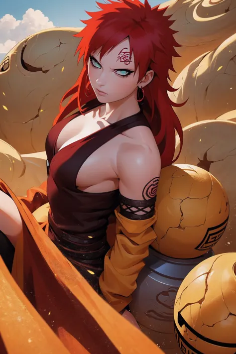 (Absurd, high quality, ultra -compared, careful with the hand) 1 woman, large breats, long red hair, gaara daughter ( Gaara/Naru...