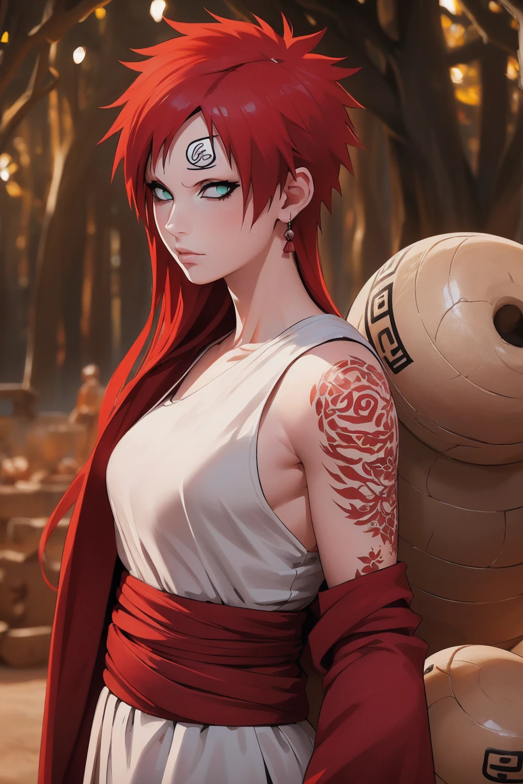 (Absurd, gute Qualität, ultra -vergleich, vorsichtig mit der Hand) 1 Frau, große Brüste, lange rote Haare, Gaaras Tochter ( Gaara/Naruto), Subaku no Gaara, Sandkürbis auf der Rückseite,