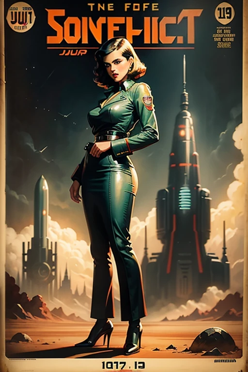 Capa de arte vintage de ficção científica Pulp Fiction Pulp Magazine Sci-Fi 1940