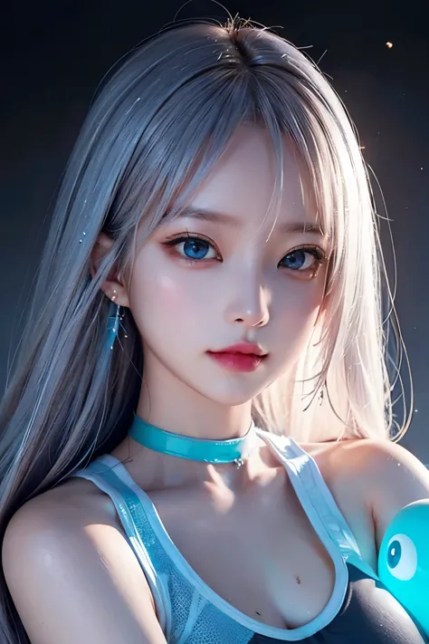 highest quality、8K masterpiece、超A high resolution、(Realistic:1.3)、RAW Photos、1 girl、Silver Hair、Glowing Skin、Training wear、((Ult...