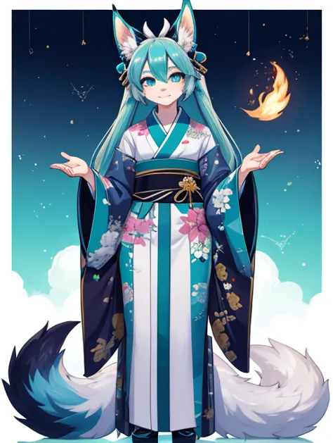 Miku Hatsune, traje kimono japones, alta definicion, 18 years old women, alta definicion, orejas de kitsune, alta definicion, de...