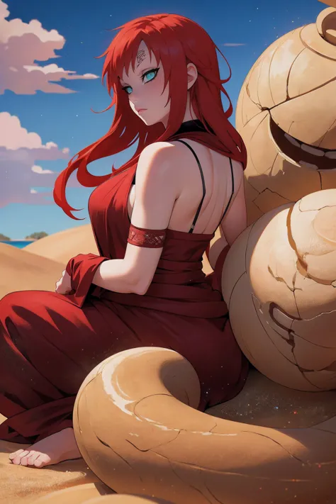 (absurd, high quality, ultra -compared, careful with the hand) 1 woman, large breats, long red hair, gaara daughter ( gaara/naru...