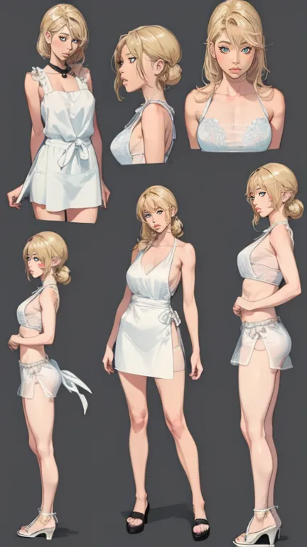 ((masterpiece)),(((highest quality))),((Character design sheet)), ((Full body image)) figure,Sex Slave Catalog,One girl, Thick t...
