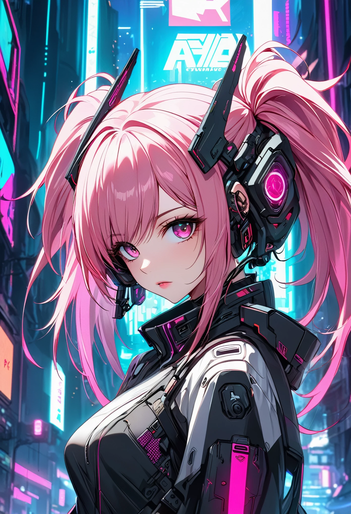 Pink haired anime girl in front of a neon background, cyberpunk anime girl, best anime 4k konachan wallpaper, digital cyberpunk anime art, anime cyberpunk art, digital cyberpunk - anime art, female cyberpunk anime girl, cyberpunk anime girl mech, anime style 4 k, perfect android girl, cyberpunk anime art, modern cyberpunk anime, anime cyberpunk, nightcore
