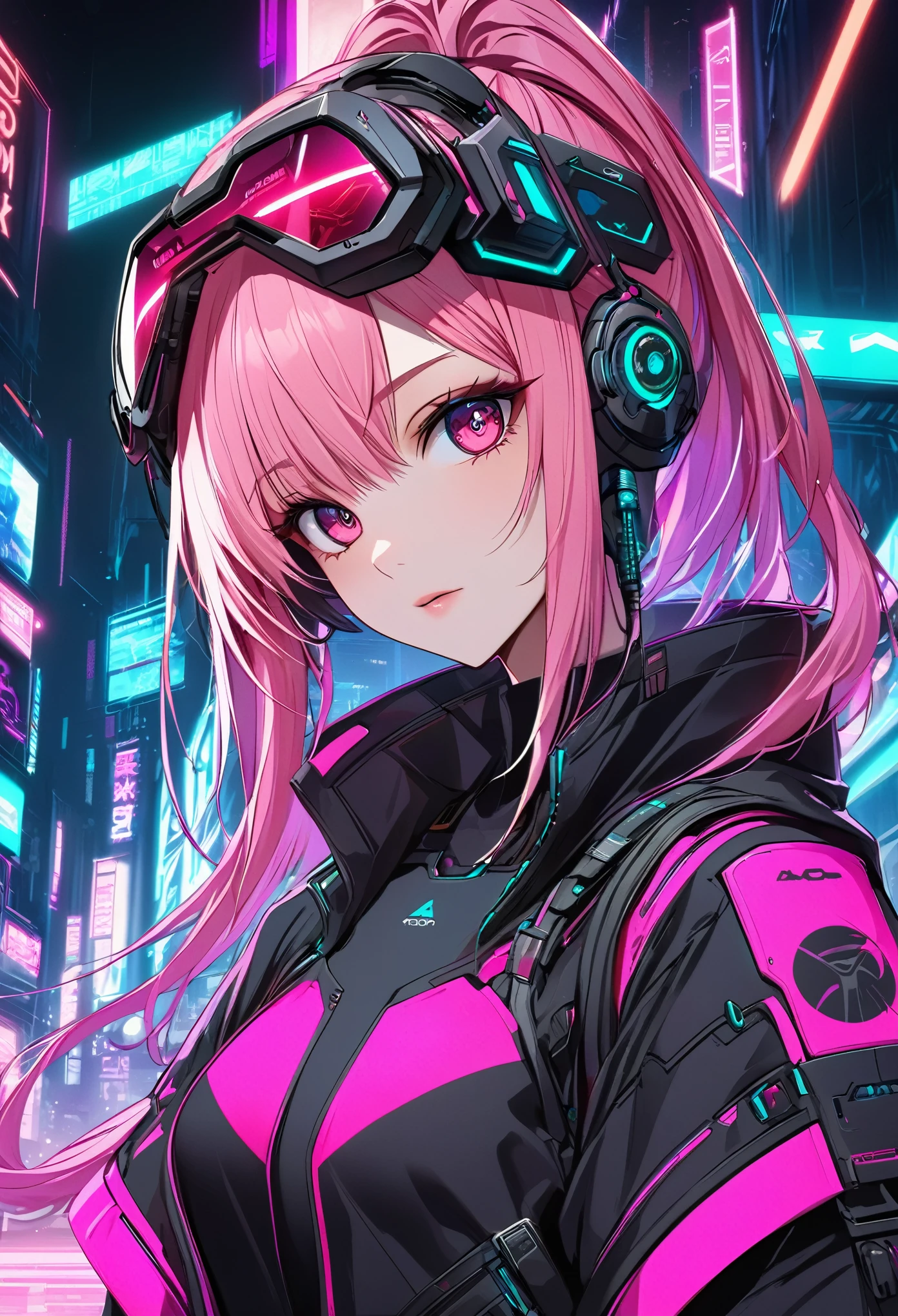 Pink haired anime girl in front of a neon background, cyberpunk anime girl, best anime 4k konachan wallpaper, digital cyberpunk anime art, anime cyberpunk art, digital cyberpunk - anime art, female cyberpunk anime girl, cyberpunk anime girl mech, anime style 4 k, perfect android girl, cyberpunk anime art, modern cyberpunk anime, anime cyberpunk, nightcore
