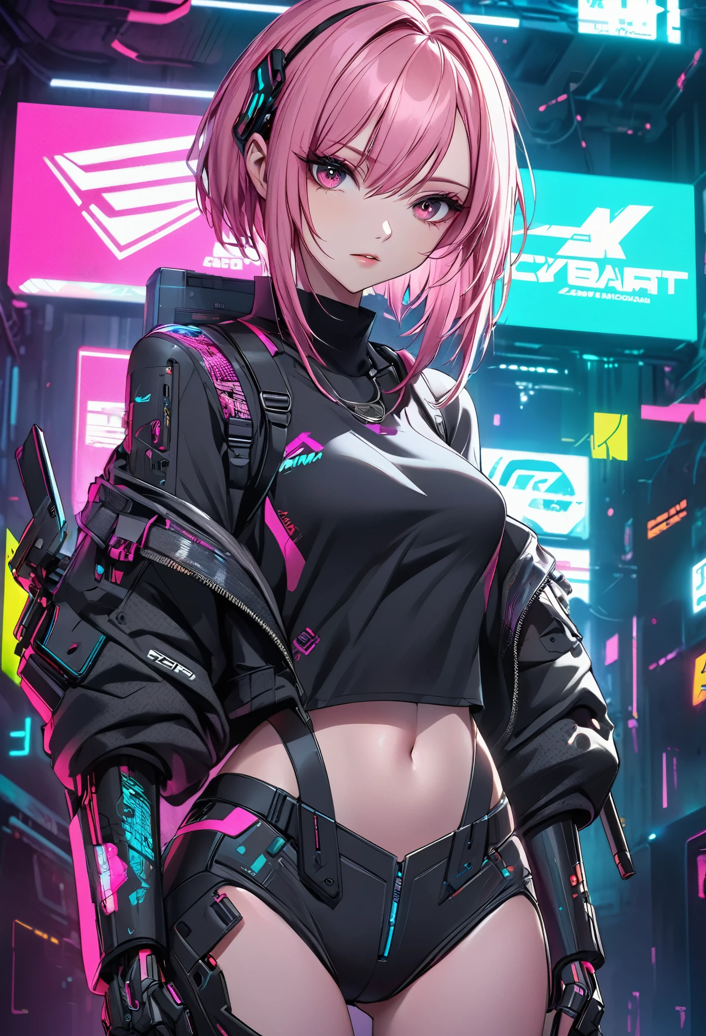 Pink haired anime girl in front of a neon background, cyberpunk anime girl, best anime 4k konachan wallpaper, digital cyberpunk anime art, anime cyberpunk art, digital cyberpunk - anime art, female cyberpunk anime girl, cyberpunk anime girl mech, anime style 4 k, perfect android girl, cyberpunk anime art, modern cyberpunk anime, anime cyberpunk, nightcore
