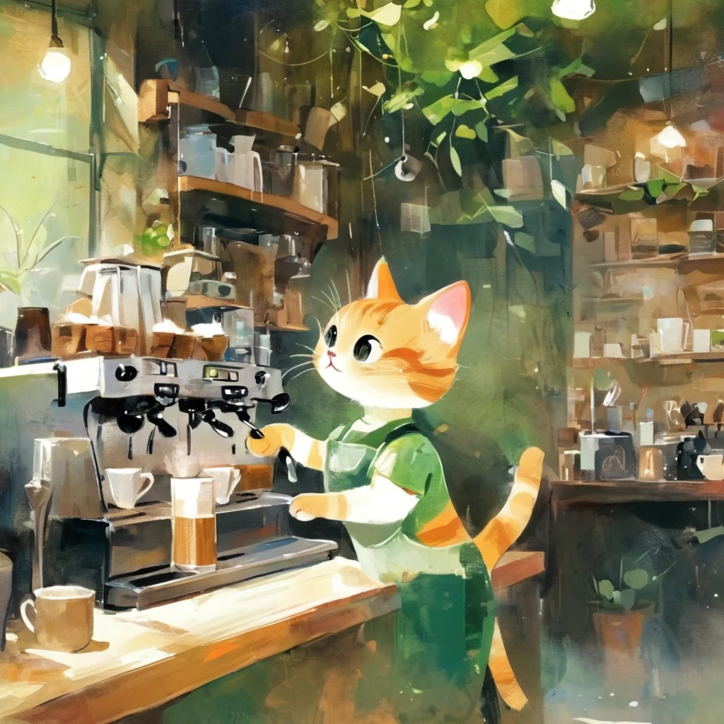 バリスタの猫,コーヒーショップで,