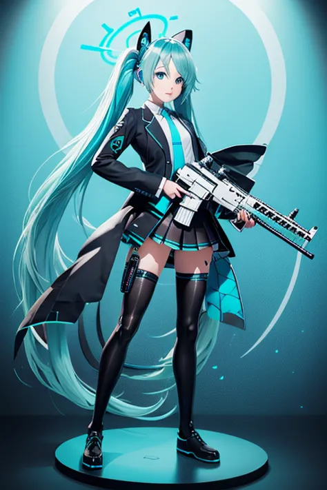 (full body) hatsune miku with a sniper rifle