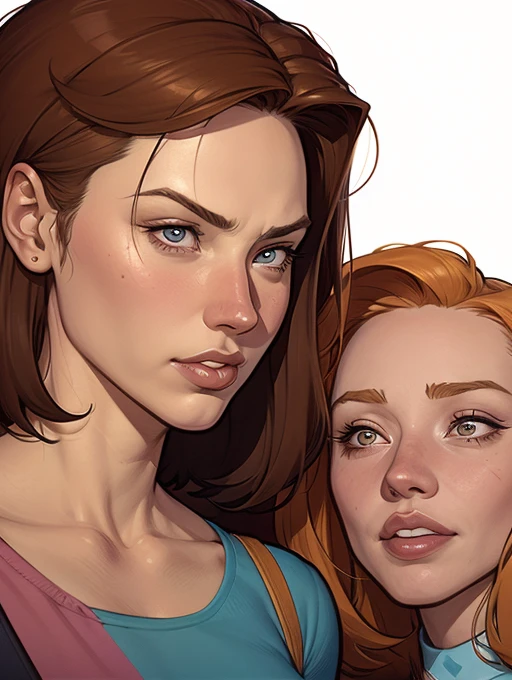 a close up of a drawing of a woman with red hair, Phil Noto and james jean, type germ and james jean, type germ and lois van baarle, Phil Noto comic art, Phil Noto, krenz cushart and type germ, mœbius + lazy + whoa, mœbius + type germ