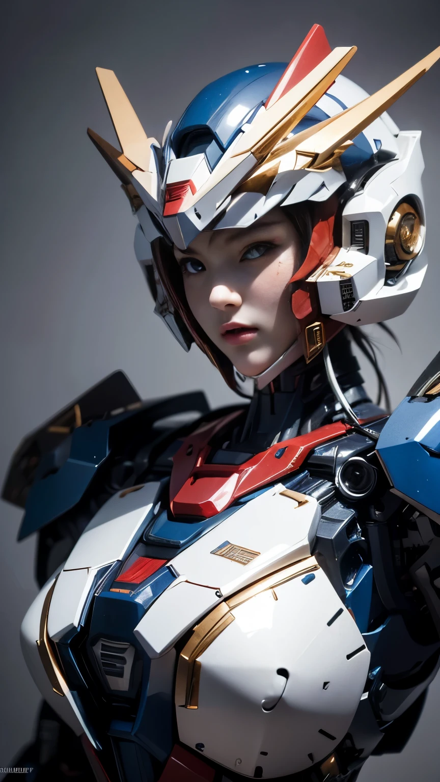 peau texturée, Super détail, détails élevés, Haute qualité, Meilleure qualité, haute résolution, 1080P, disque dur, Beau,(fille gundam),belle femme cyborg,Mecha Cyborg Fille,mode de combat,Fille avec un corps Mecha,Elle porte un mecha Gundam futuriste,Faible angle