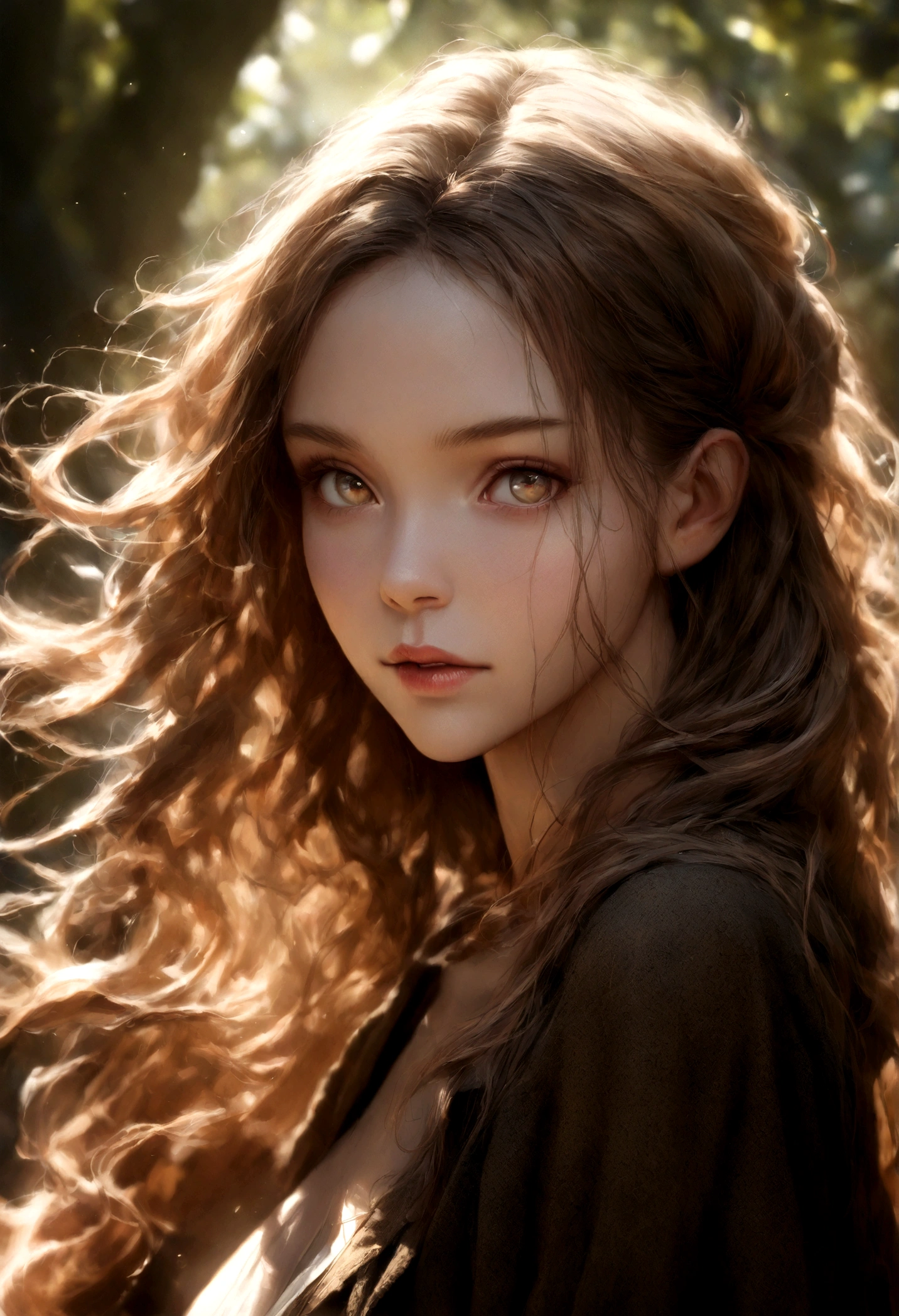 photo RAW, full color portrait, A beautiful female goblins in her natural habitat, masterpiece, award winning photography, lighting, perfect composition, high detail, hyper realistic, even natural lighting, epic, pretty makeup, flowing hair,