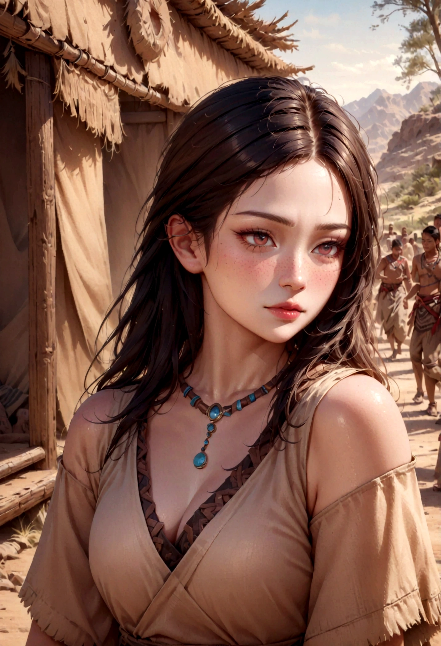 (best quality,4k,8k,highres,masterpiece:1.2),ultra-detailed,(realistic,photorealistic,photo-realistic:1.37),wilderness,primitive,people,traditional,tribe,in nature,beautiful detailed eyes,beautiful detailed lips,Wilderness landscape,tribal gathering,ancient customs,vivid colors,natural light,shamanic rituals,tribal tattoos,harmonious coexistence with nature,peaceful atmosphere,traditional clothing,ancient heritage,sacred bond with the land,connectedness with wildlife,wisdom of the elders,ritual dances,ancestral spirits,remote untouched landscapes,spiritual connection,whisper of the wind,raw natural beauty,untamed wilderness,untouched by modern societyiblings,serene expressions,enduring strength,simplicity of life,traces of time,profound solitude,ancestral wisdom,groundedness and tranquility.