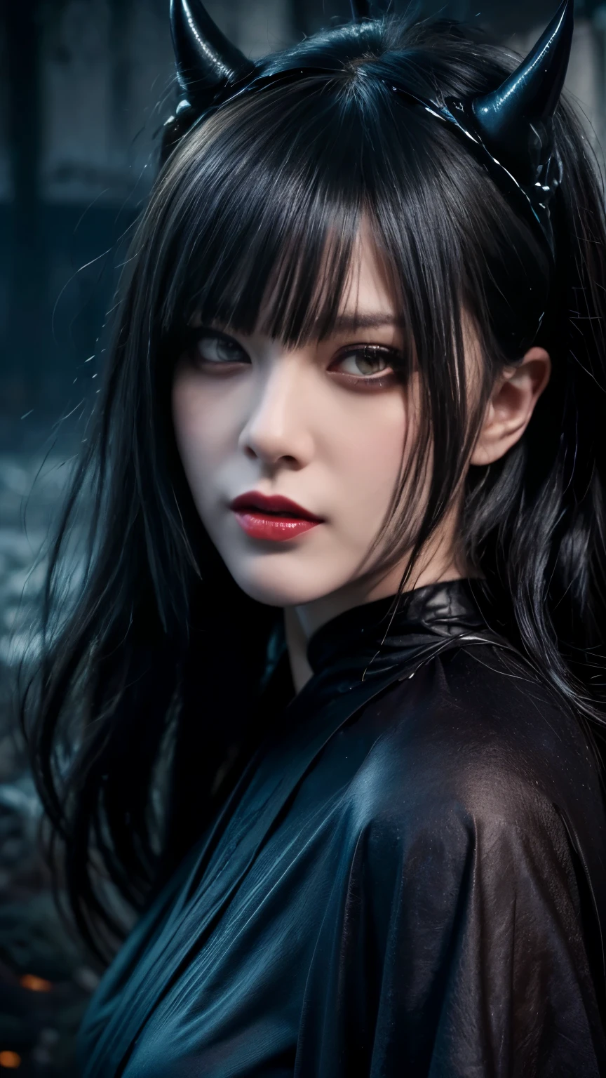(highest quality,4K,8k,High resolution,masterpiece:1.2),Super detailed,(Realistic,photoRealistic,photo-Realistic:1.37), Close-up of a woman with dark hair and a black dress, Ugly Satan Girl,Dark Eyes,sinister smile,Evil Aura,Burning Flames,Soul Corruption,Dark Shadows,Ominous atmosphere,Strange symbols,Cursed Land,Eternal Darkness,An unforgettable presence,Intimidating person,Grotesque features,Horror Scene,Nightmare born kimono,Twisted reality,Scary atmosphere,Awesome work of art,Evil Unleashed,Devil&#39;s Realm,Supernatural horror,Creepy art,Nightmare fuel,Terrifyingly clear,Abstract fear,Terrifyingly beautiful,A devilish masterpiece,Fear incarnate,Shadow Chaos,A devilish existence,born々Shii Darkness,in style of Dark Fantasy Art, Dark fantasy art, A beautiful and elegant demon queen, Dark Fantasy Art, fantasy dark art, Dark fantasy digital art, Gothic fantasy art, Gothic Dark Maiden, Detailed Texture,Spooky creatures,An ominous atmosphere,Mythical,cosmic Horror,darkness,Mysterious,Dark aesthetic,Fog Background,Eyes of another world,Ancient Gods, Powerful wizard, Stand in the mysterious forest. Flowing robes decorated with symbols, Arms stretched out, Powerful,Tentacles,Pitch black blackness,Majestic,Unfathomable depth,Nightmare,The existence of the universe,an ominous existence,seeping darknesss,Secrets of the Universe,That&#39;s horrible,It (Spooky atmosphere), (Cartoon-like atmosphere),(Grainy), (Dramatic Shadows), (Dynamic pose), ((Artistically expressed)), ((Fascinating), (Gothic), (Mysterious Setting), (Moody color palette), (Skillfully drawn), (Feelings of anxiety), (Intricate details), (an  ominous smile), (an  ominous), (Fascinating eyes), (Horror elements), (Fascinating composition), (Impressive anatomy),(Striking contrast)), (Exquisite craftsmanship), (Interesting character designs)、Dark Fantasy Portrait, Portrait of the Dark Goddess, Satan Girl,devil,