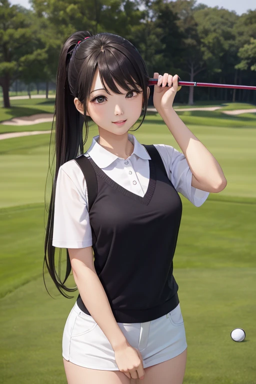 highest quality、masterpiece、High sensitivity、High resolution、One Woman、Slim Body、golf、swing