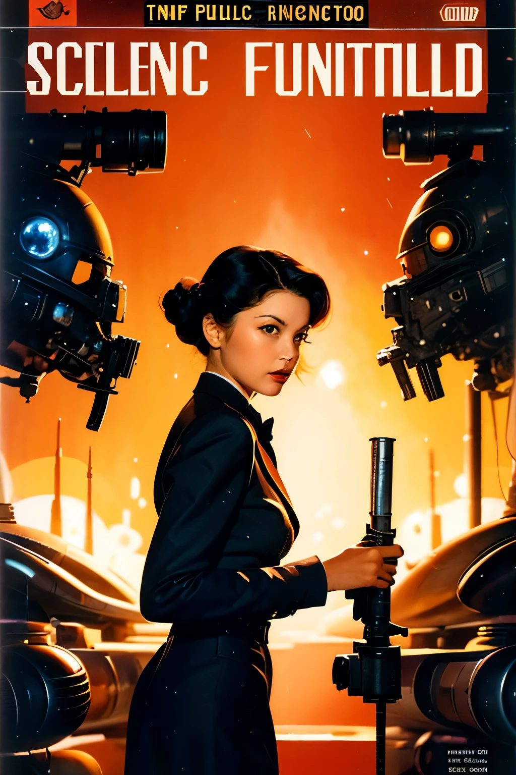 Imagem de alta qualidade para capa de livro , Capa de arte de ficção científica vintage Pulp Fiction Pulp Sci-Fi 1940, estilo de imagem antigo, estilo de pintura guache