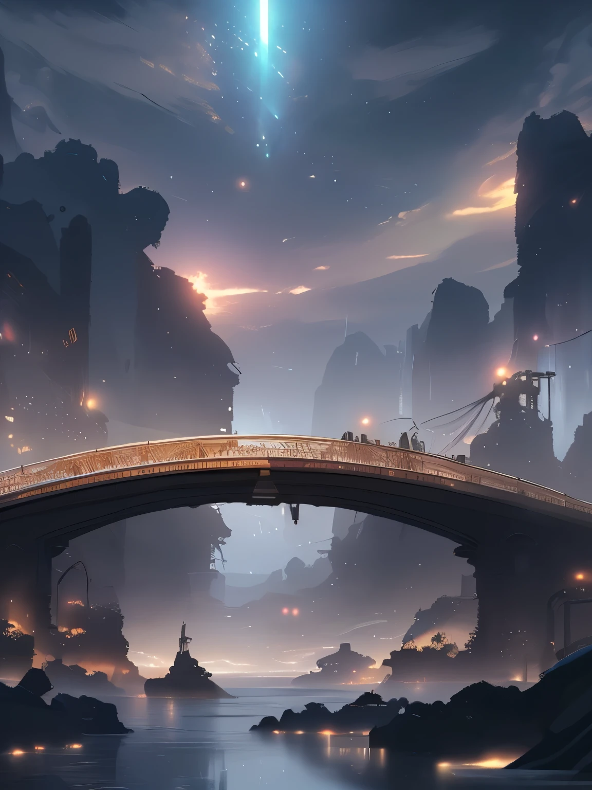 Eine Brücke, die die Welt verbindet, wachsen, Schließen, ausführlich, scharfer Fokus, elegant, Very ausführlich, Figur, kompliziert, Schön, Trend Art Station, pixiv, Digital Art, von Jordan Grimmer und Greg Rutkowski, Wow, Studio Ghibli, Final Fantasy
