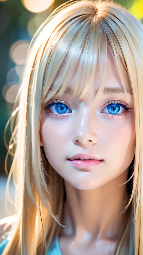 A perfectly beautiful face、Beautiful cute 16 year old blonde girl、Sexy and very beautiful cute face、Very bright, large light blu...