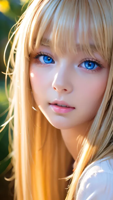 A perfectly beautiful face、Beautiful cute 16 year old blonde girl、Sexy and very beautiful cute face、Very bright, large light blu...