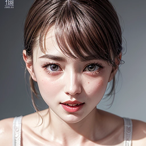 (Acutance:0.85),(super Detailed:1.35, RAW Realistic photo-realistic:1.37), (Extremely closeup portrait), 1girl wearing Red tube-top, ((From above)), (presenting panties), front of face, Holding White panties with hands, Studio gray background . (((NOGIZAKA face variations)))  Extremely Detailed very KAWAII face variations, perfect anatomy, captivating gaze, elaborate detailed Eyes with (sparkling highlights:1.2), long eyelashes、Glossy RED Lips with beautiful details, Coquettish tongue, Rosy cheeks . { (Dynamic joyful expressions) | :d) } . Glistening ivory skin with clear transparency