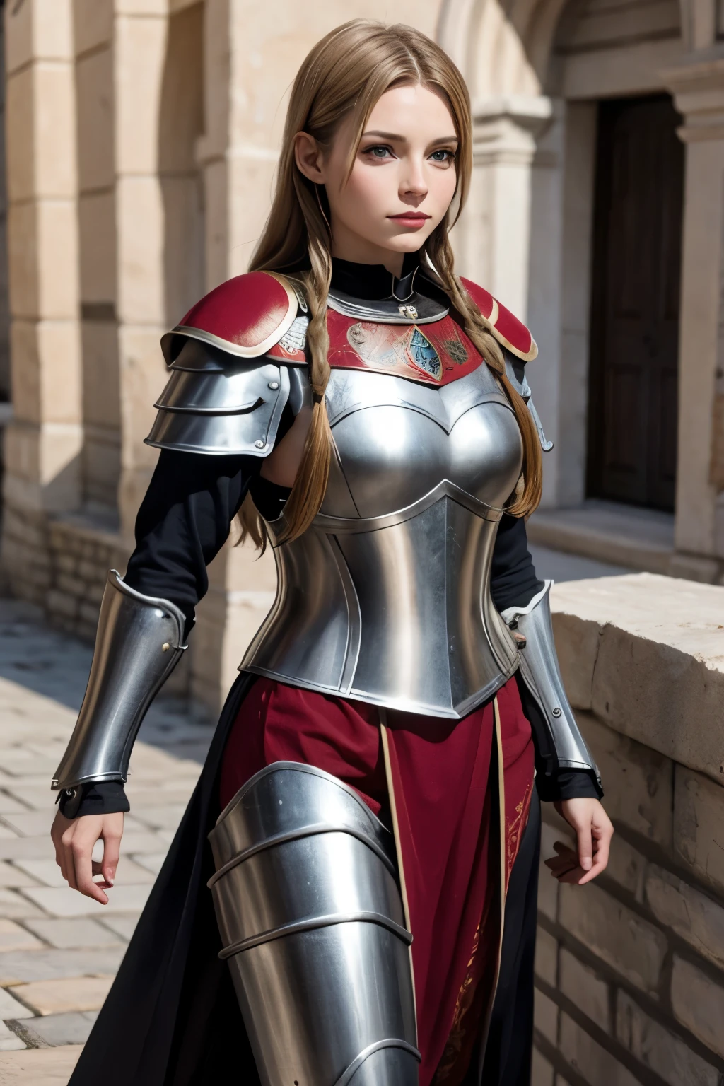 A BEAUTIFUL NORDIC WOMAN WEARING 15TH CENTURY SPANISH ARMOR