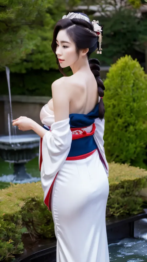 ((best quality, 8k, masterpiece :1.3)),     sharp focus :1.2,    ((beautiful japanese geisha)).   slender abs :1.2,    ((big bre...