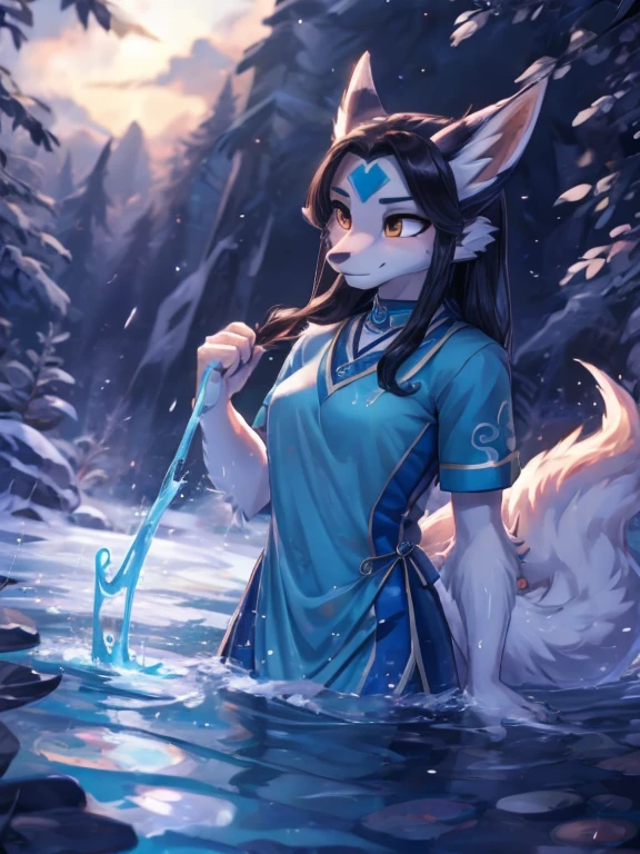 Katara, water bending, kitsune ears