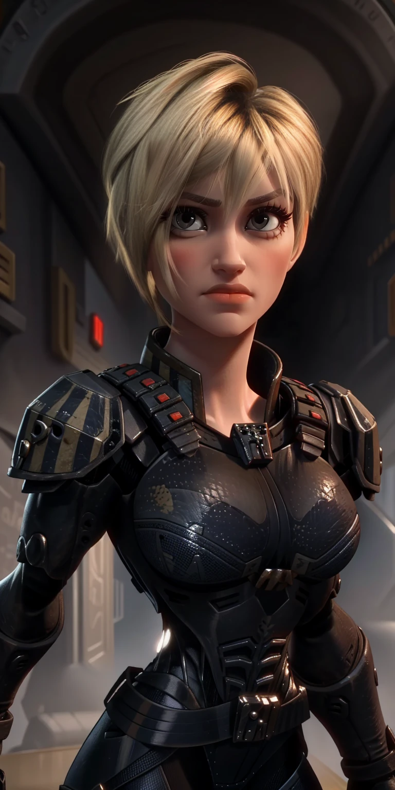 masterpiece, best quality, nsfw, portrait of Sgt Calhoun, 1girl, blue eyes, blonde hair