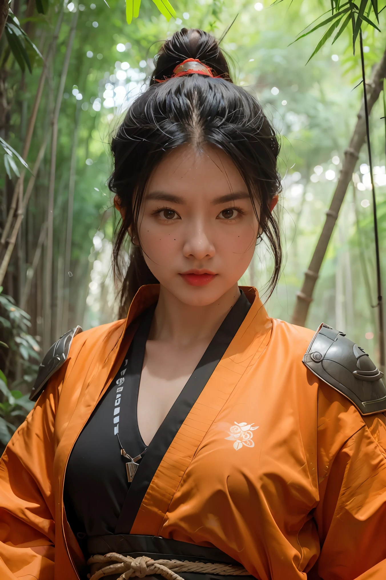 bamboo forest background，A look of determination，colorful vivid octane render, cybernetic and highly detailed, loba andrade from apex legends, created in unreal engine 5, made in unreal engine 5, trending on unreal engine 5, Antique portraits, Martial arts fantasy style 8k octane rendering, rendered in unreal 5, rendered in high octane