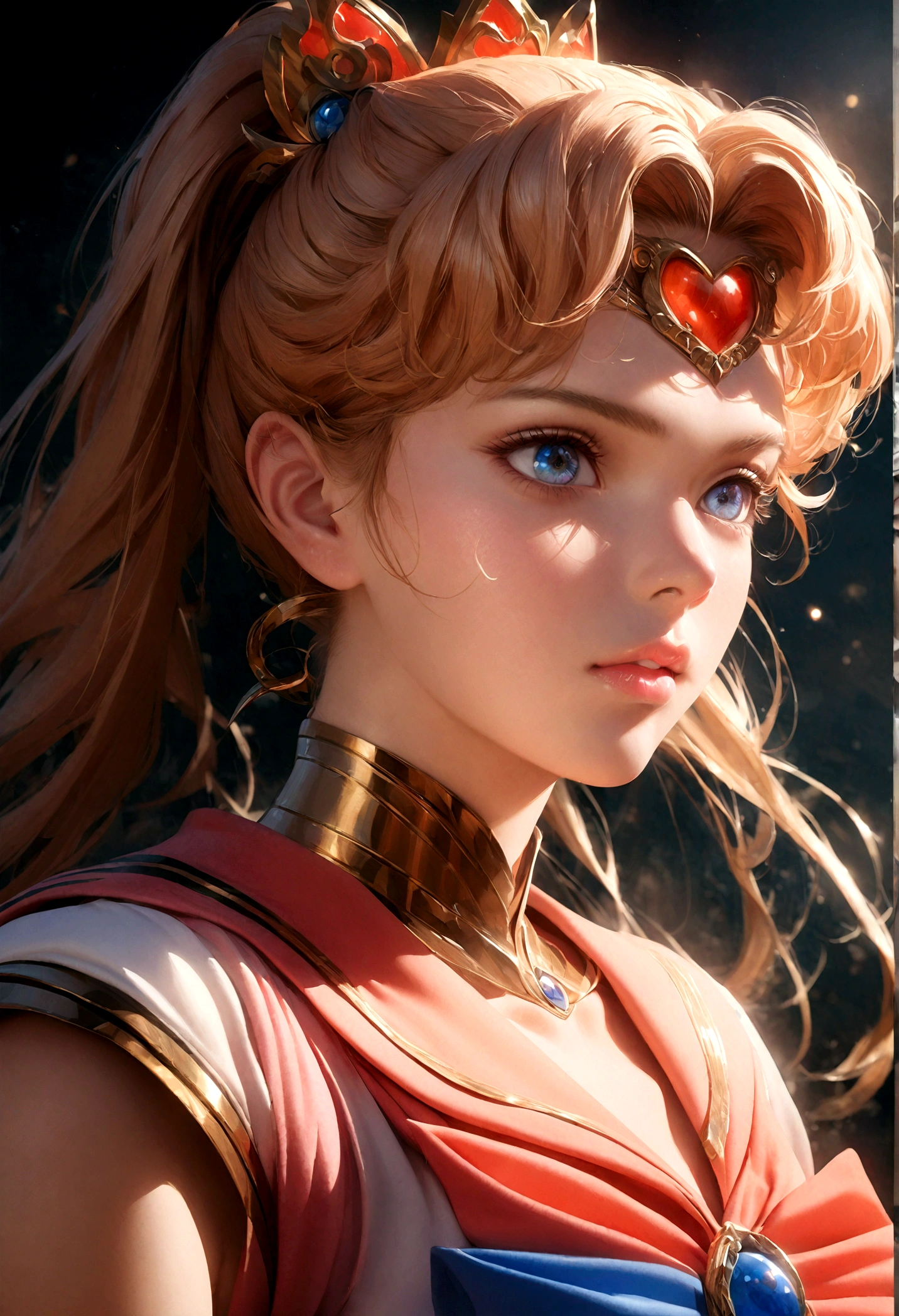 1girl, sailor venus, bishoujo senshi sailor moon, elegant detailed eyes, detailed facial features, long eyelashes, beautiful detailed lips, elegant detailed pose, highly detailed, masterpiece, 4k, hyper realistic, photorealistic, cinematic lighting, dynamic composition, intricate details, vibrant colors, soft dreamy atmosphere, magical girl fantasy, full body shot