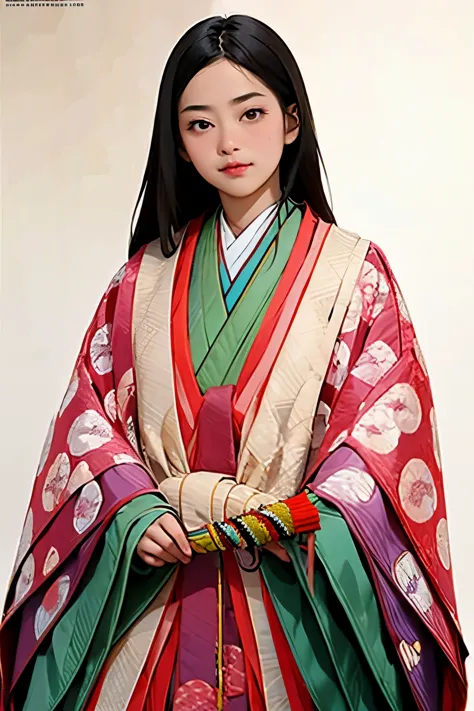 (masterpiece, highest quality:1.2), one girl, (beautiful japanese girl:1.2), juni-hitoe, solo, (upper body), (from front), strai...