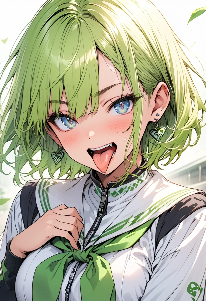 green, tongue，Gal，Earrings，green