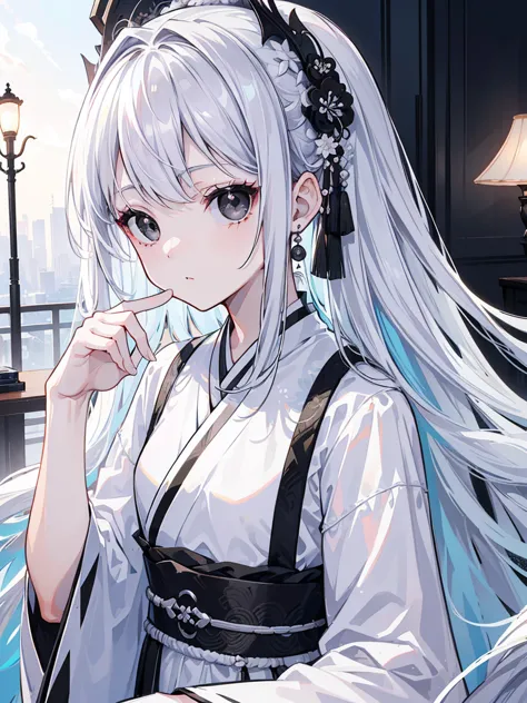 (top image quality)、(ultra detailed)、(facing forward)、top quality、masterpiece、(((1 名girl )))、、girl、silver hair、white hair、((long...