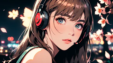 (Best Quality, Accurate, Perfect Face, Beautiful Woman Listening To Music, Cyberpunk Style, Unique Hair Color, Soft Lighting, Br...