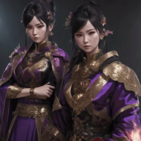 female warrior/female warrior/woman warrior,there is a 18 years old in a purple dress holding a dragon, wlop and ross tran, ross...