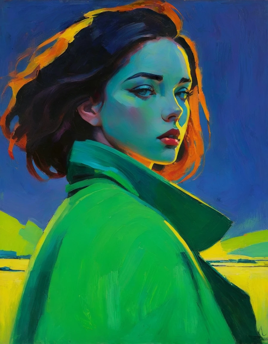 Erstellen Sie ein eindrucksvolles Ölgemälde, inspiriert von Malcolm Liepke, basierend auf dem bereitgestellten Bild. Erfassen Sie die intensiven, introspektiver Ausdruck des jungen Subjekts durch dicke, ausdrucksstarke Pinselstriche und eine gedämpfte Farbpalette. Heben Sie die emotionale Tiefe und Verletzlichkeit im Blick des Motivs hervor, Betonung des Spiels von Licht und Schatten auf ihrem Gesicht. Behalten Sie eine einfache, strukturierter Hintergrund, der die kontemplative Präsenz des Motivs ergänzt. Konzentrieren Sie sich auf die taktile Qualität der Ölfarbe, um die unverfälschten Emotionen und die Intimität zu vermitteln, die für Liepkes Stil charakteristisch sind..