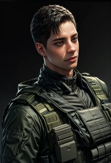 highly detailed military soldier portrait man wearing bulletproof vest, lineart, cel shading, best quality, 4k, 8k, highres, mas...