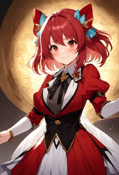 Anime girl with red hair holding a golden trophy in her hand - SeaArt AI