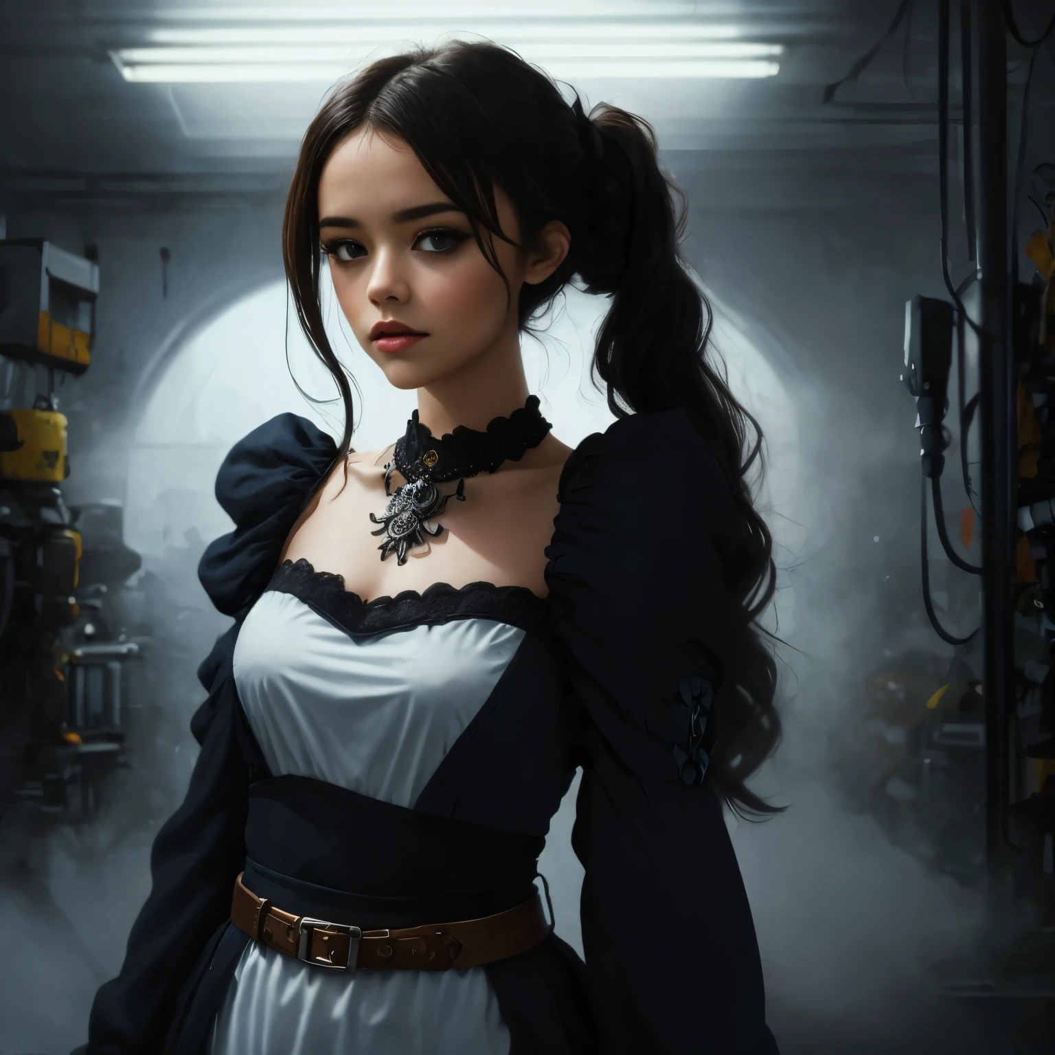 (((La nuit))), (((tons sombres))), (((filtre noir))), (sombre dehors), Illustration de Jenna Ortega, figure frappante dans le style de Luis Royo, (((cadre mince, qui respire la confiance en soi et la résilience))), tatouage compliqué pour tout le bras, (combinaison de couleurs tétradique), Résolution 32K, Meilleure qualité, En regardant la caméra, lumière blanche. (((tout habillé))),