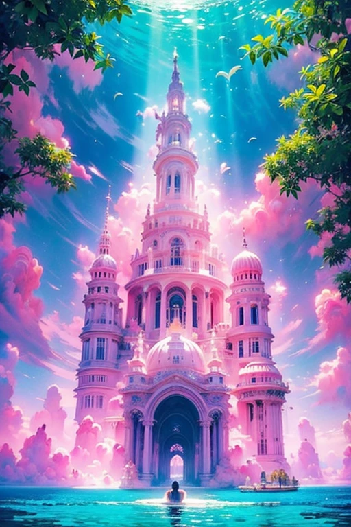 ((best quality)), ((masterpiece)), (detailed), the beautiful majestic heaven after life, my great majestic house in the river of the heaven ocean, with my 2 female childrens and my friends, party in heaven, insane details 