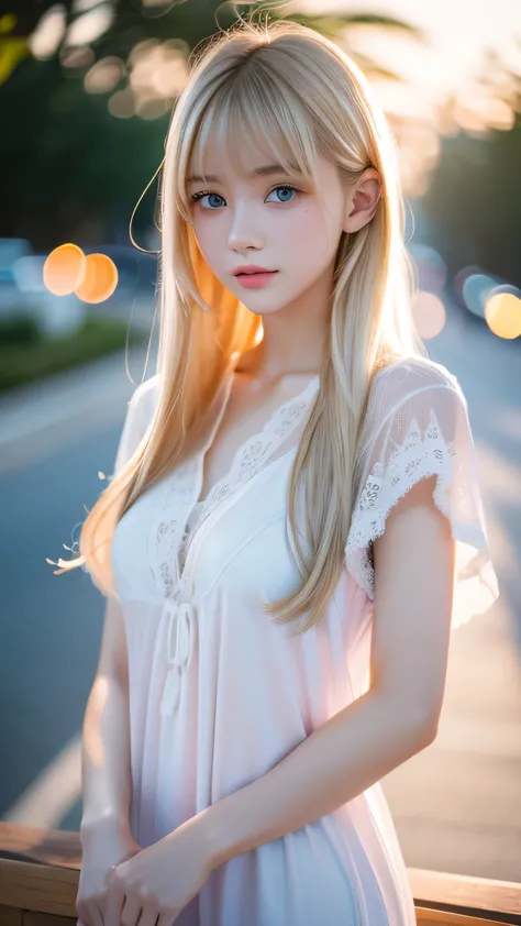 The most beautiful light blonde hair in the world、Bright expression、Beautiful bangs、Super long straight hair、Beautiful clear lig...