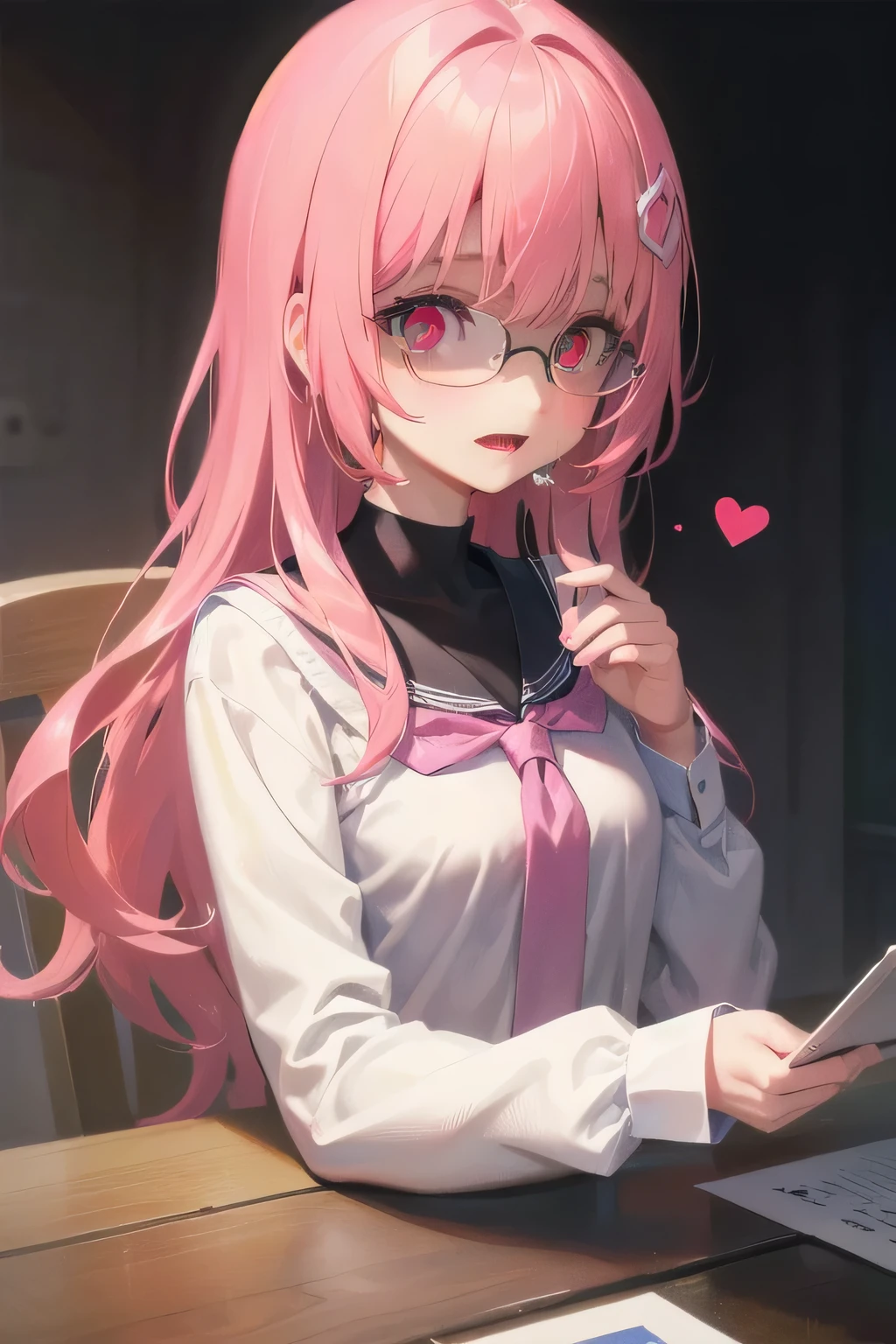 (Tabletop:1.0), (highest quality:1.4), (High resolution:1.2), From the side,Sharp contours,  boyish, highest quality, masterpiece,Glasses,Voice of the Heart,yandere,Browsing Caution,nude,facial,Excessive ,Chest to chest,Upper Body,Ecstasy,saliva,blush,Heterochromia iridis,Colorful Hair